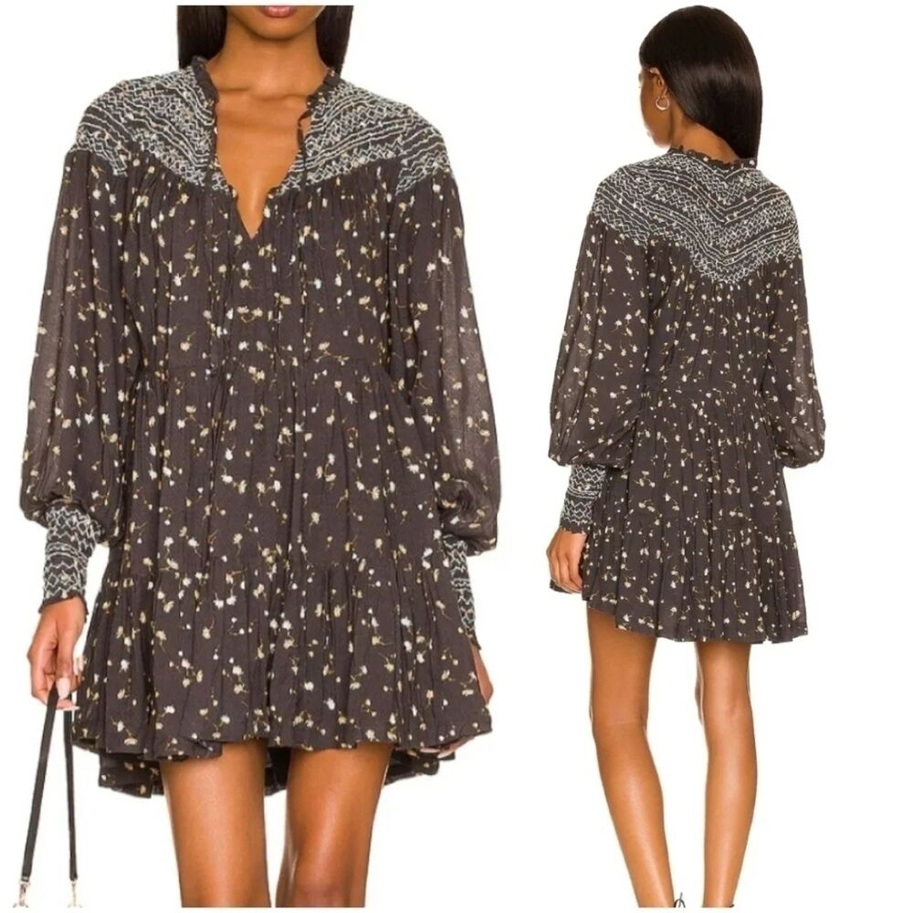 REVOLVE Tularosa Dark Floral Long Sleeve Mael Mini Dress Size M